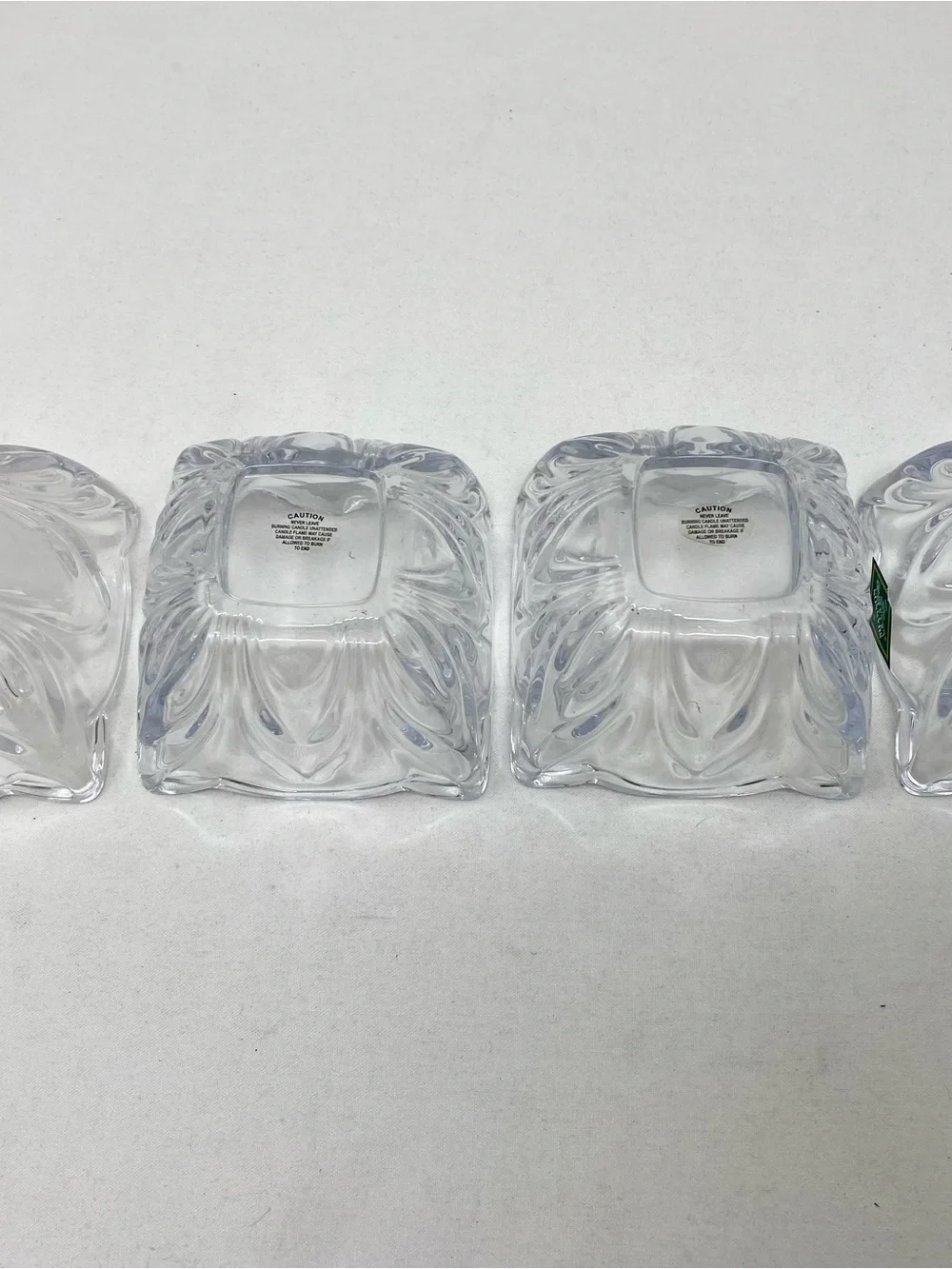 Shannon Crystal Clear Glass Floral Square Serving Bowls - Set of 4